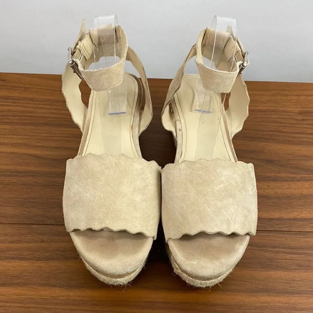 Marc Fisher Faitful leather suede cream platform sandals size 8.5